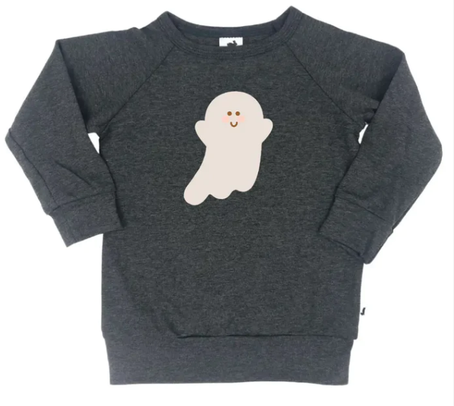 Little & Lively | Friendly Ghost Pullover | charcoal