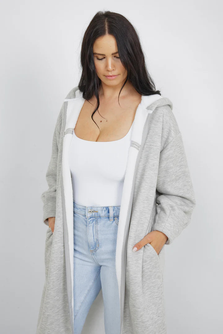 The Rails Terry Zip Coverup with Hood| grey