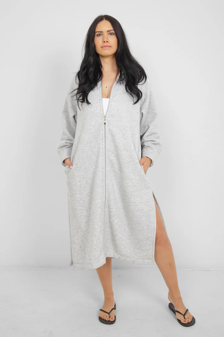 The Rails Terry Zip Coverup with Hood| grey