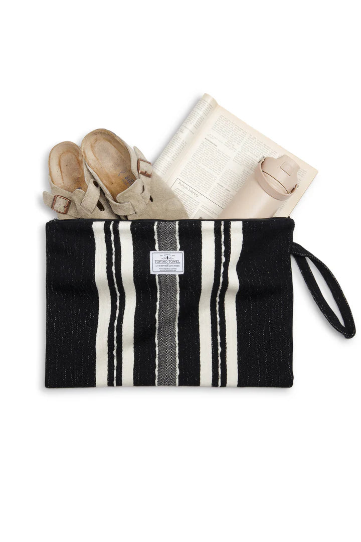 The Mercer Wet-Dry Bag | Large | black with ecru stripes