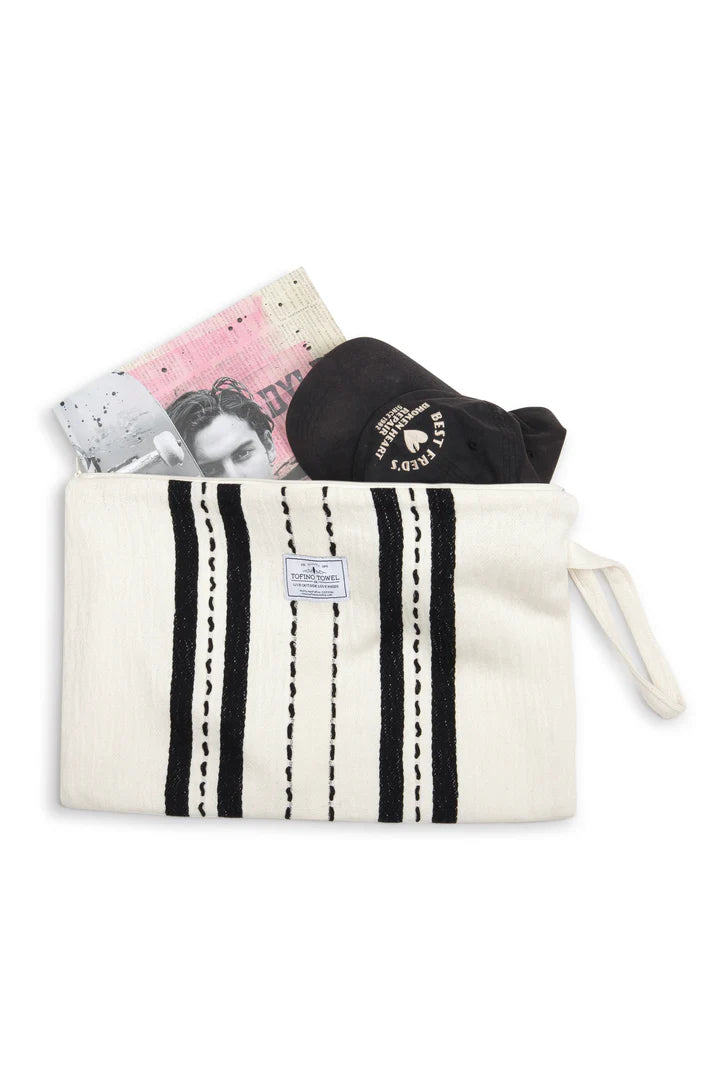 The Mercer Wet-Dry Bag | Large | ecru with black stripes