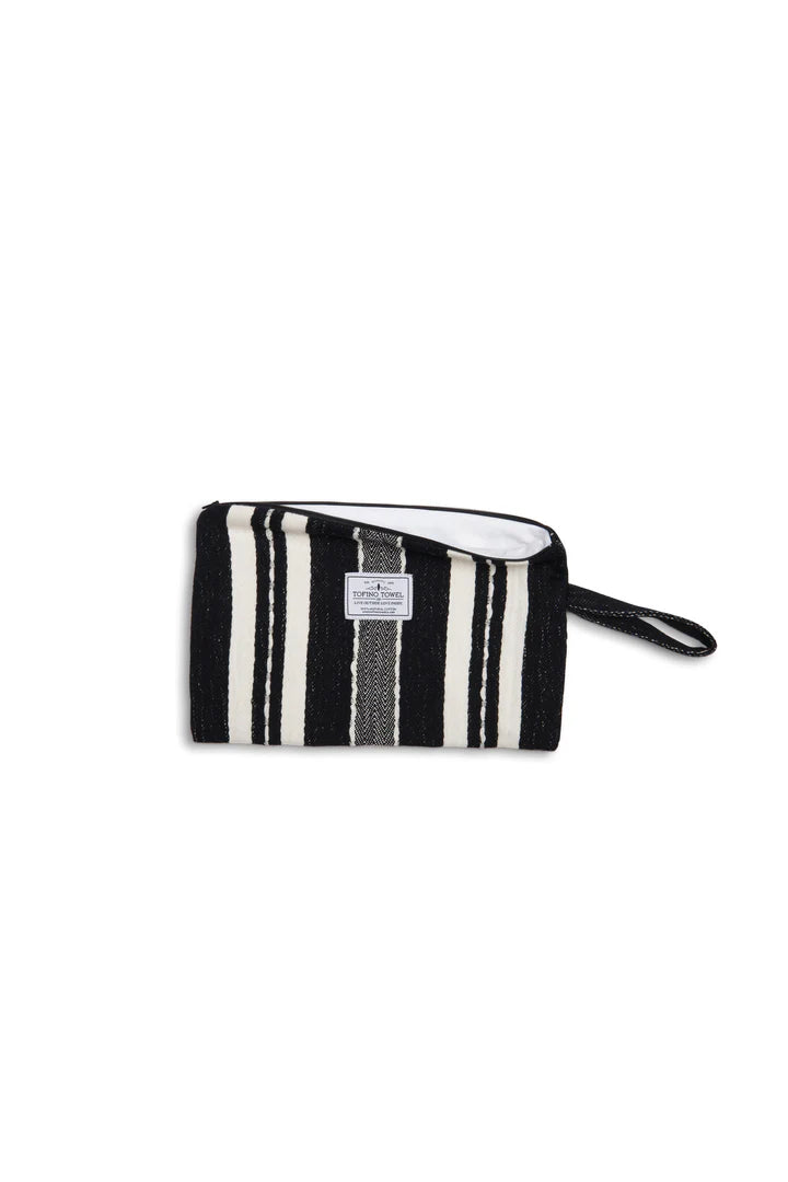 The Mercer Wet-Dry Bag | Small | black with ecru stripes