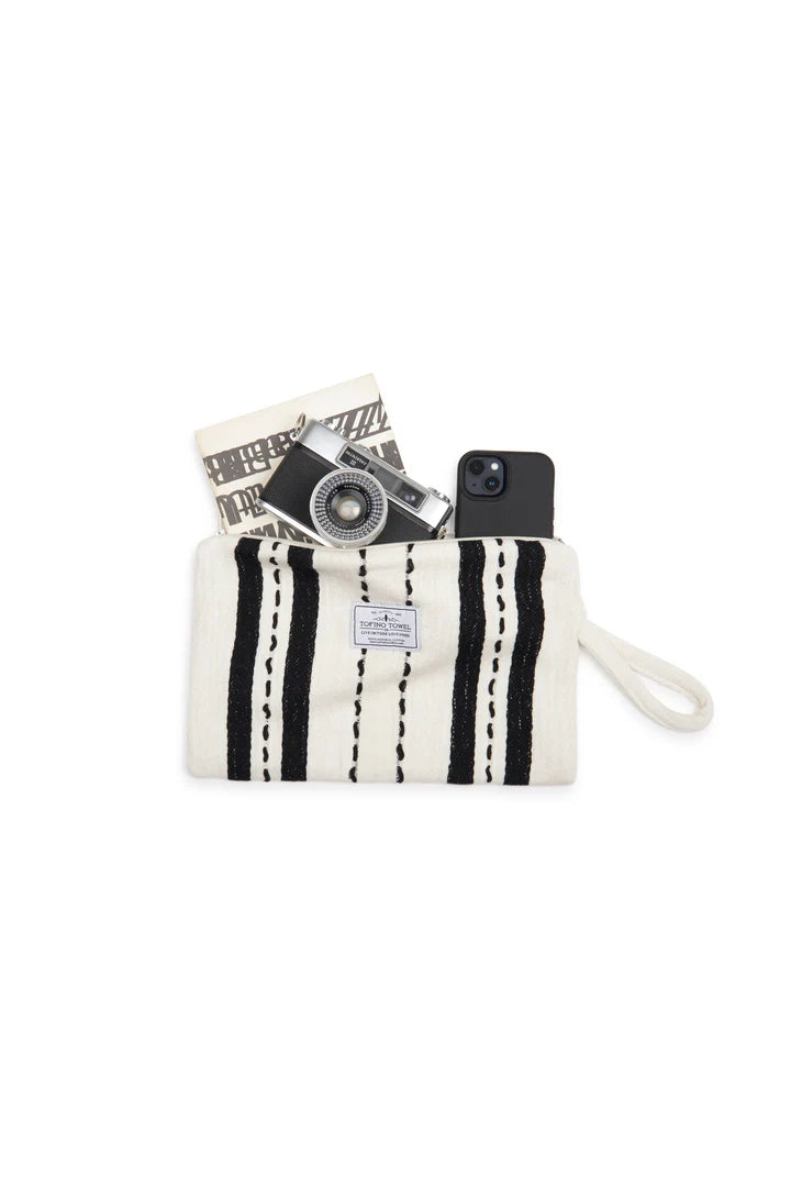 The Mercer Wet-Dry Bag | Small | ecru with black stripes