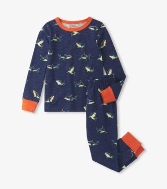 HATLEY | COTTON PAJAMA SET | GLOW SHARKS