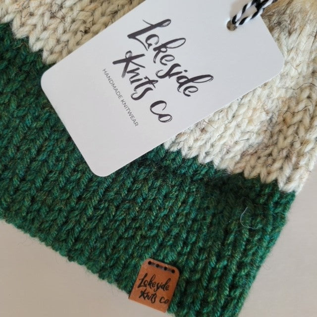 Knit Baby and Toddler Double Brim Toque | forest green | handmade in Ontario Canada