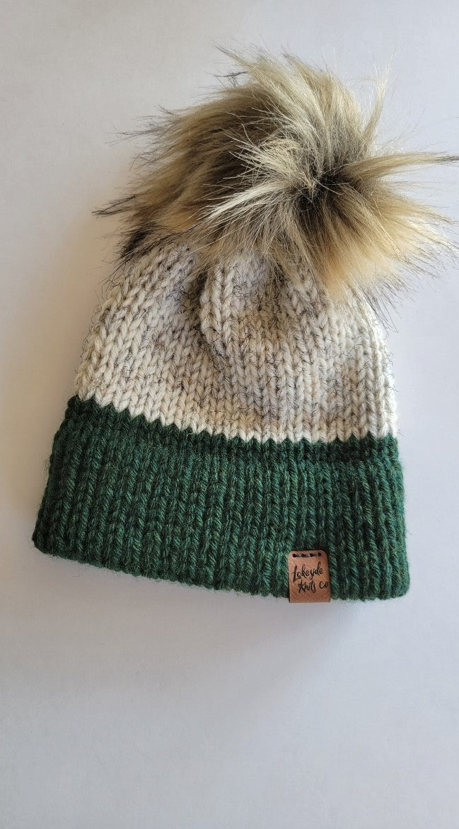 Knit Baby and Toddler Double Brim Toque | forest green | handmade in Ontario Canada