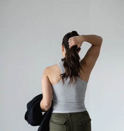 APRES ACTIF | ESSENTIAL RIBBED TANK | CLOUD GREY