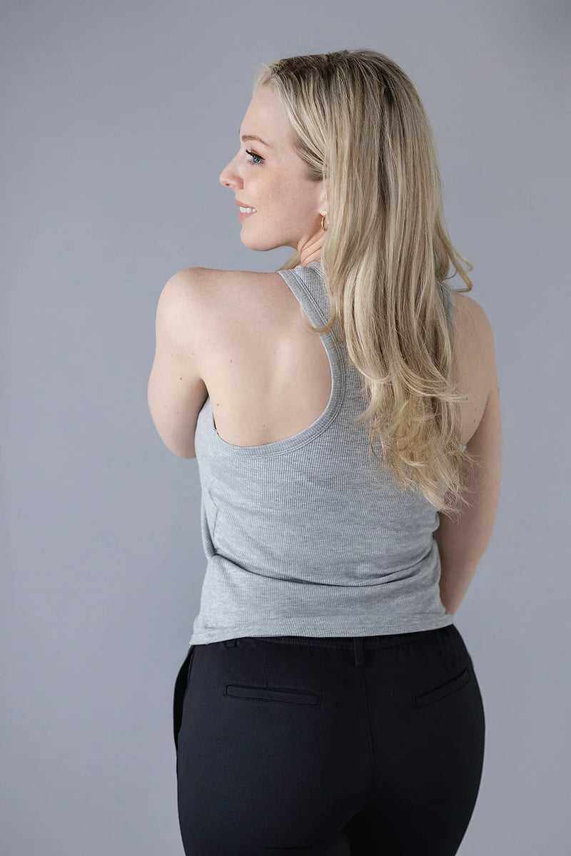 APRES ACTIF | ESSENTIAL RIBBED TANK | CLOUD GREY