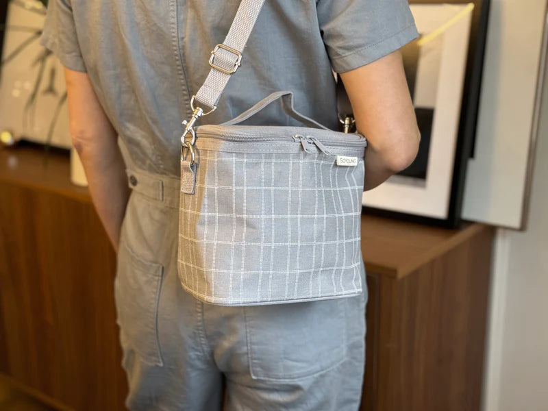 SoYoung | Light Grey Grid Petite Lunch Poche