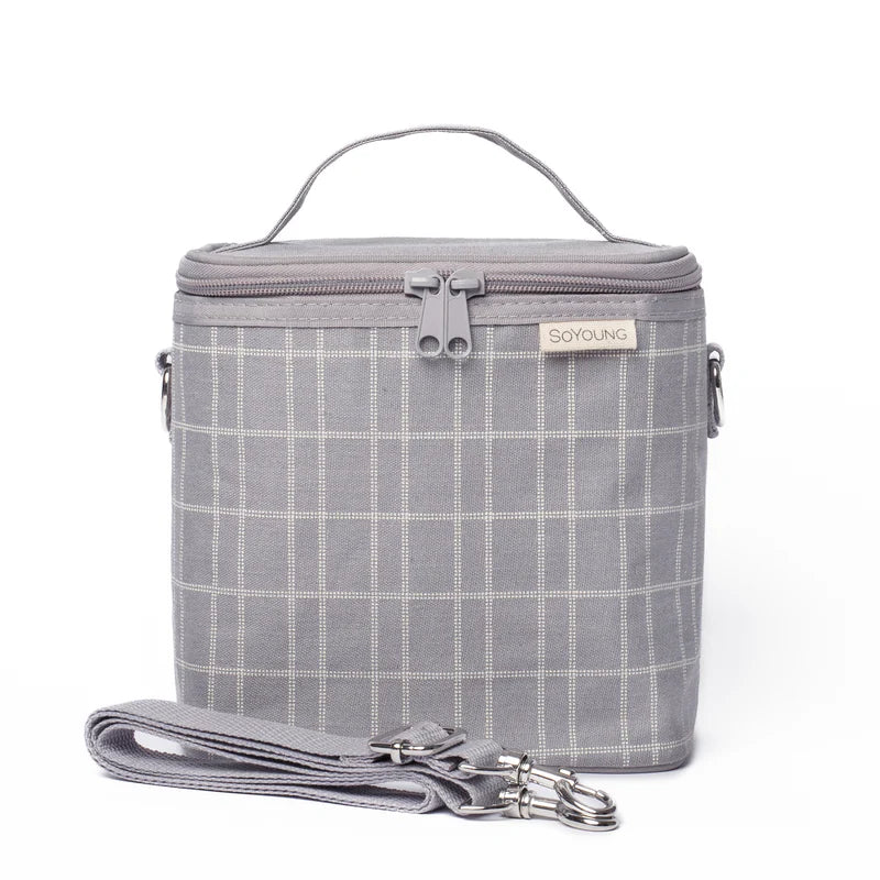 SoYoung | Light Grey Grid Petite Lunch Poche