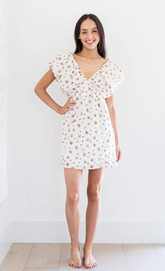 PRIV | LOTUS DOUBLE V-NECK DRESS | FLORAL