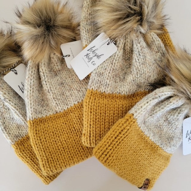 Knit Women's Double Brim Toque | mustard | handmade in Ontario Canada