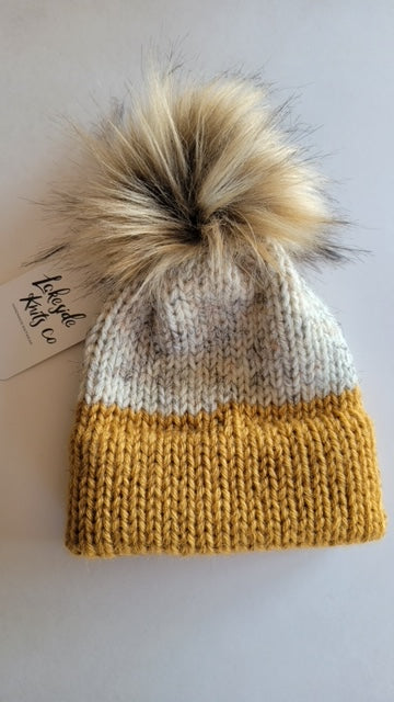 Knit Women's Double Brim Toque | mustard | handmade in Ontario Canada