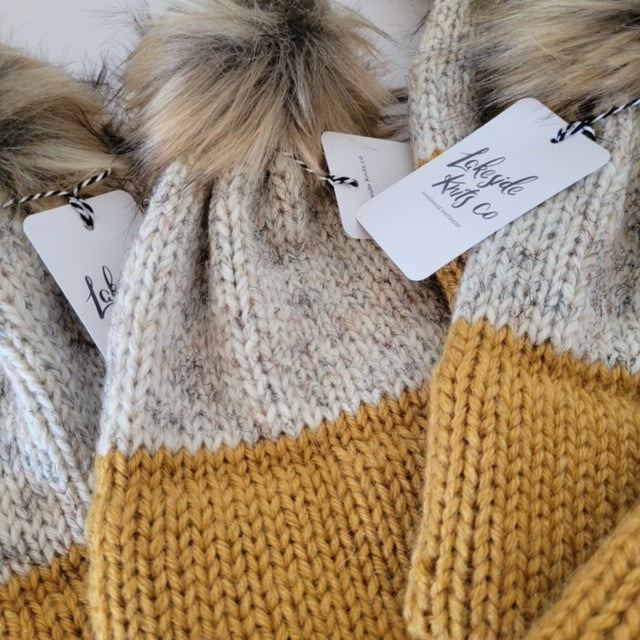 Knit Baby and Toddler Double Brim Toque | mustard | handmade in Ontario Canada