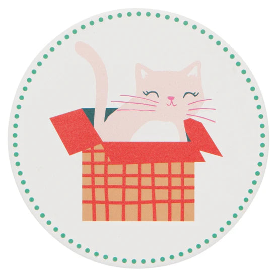 Absorbent Ceramic Coasters | Let it Meow | Set of 4