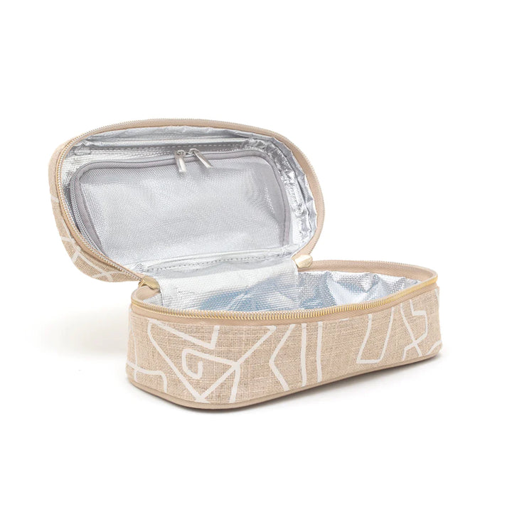 SoYoung | White Abstract Lines Petite Beauty Poche