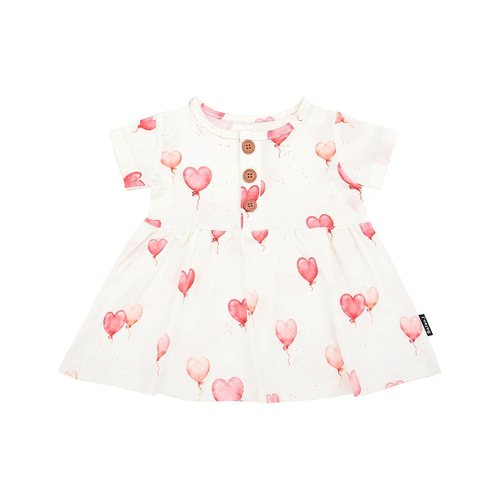 Short Sleeve Peplum Dress | Heart Balloon