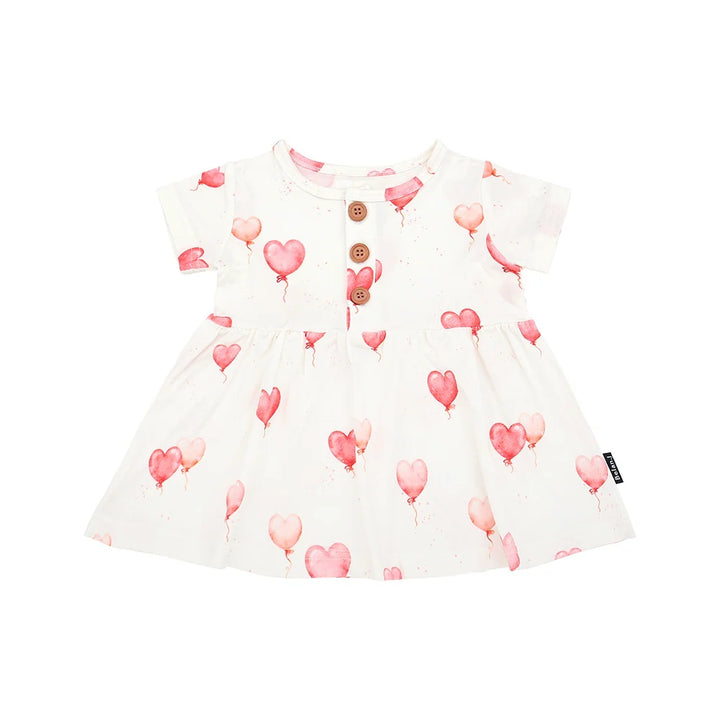 Short Sleeve Peplum Dress | Heart Balloon