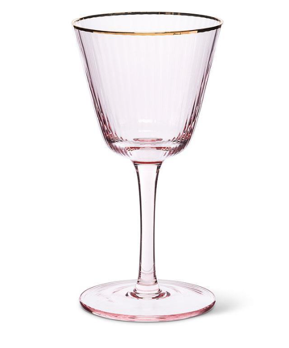 PINK COCKTAIL GLASS AND GOLD RIM