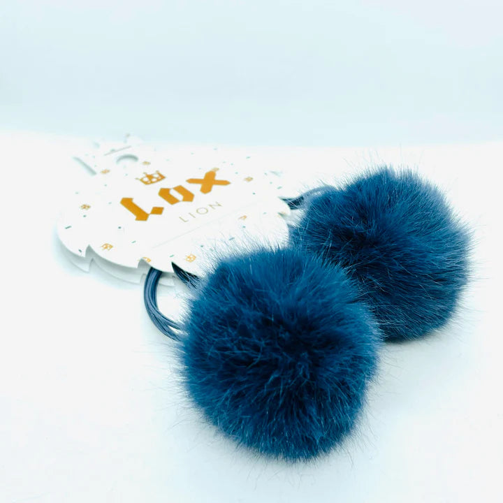 Pompom Hair Ties | navy