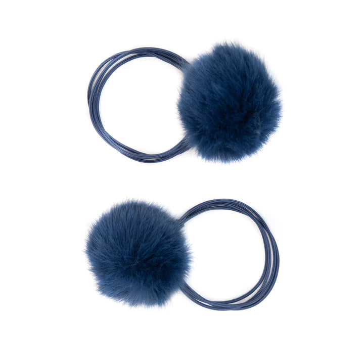 Pompom Hair Ties | navy