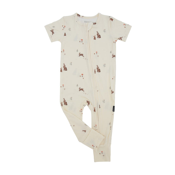 Belan J. | Bamboo Short Sleeve Zipper Romper | Bunnies
