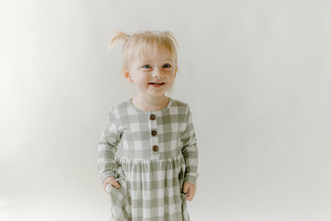 Long Sleeves Peplum Dress | sage plaid