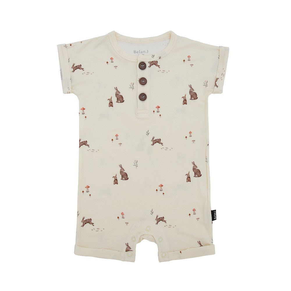 Belan J. | Bamboo Shortall Romper | Bunnies