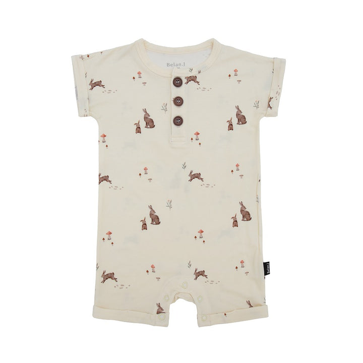 Belan J. | Bamboo Shortall Romper | Bunnies