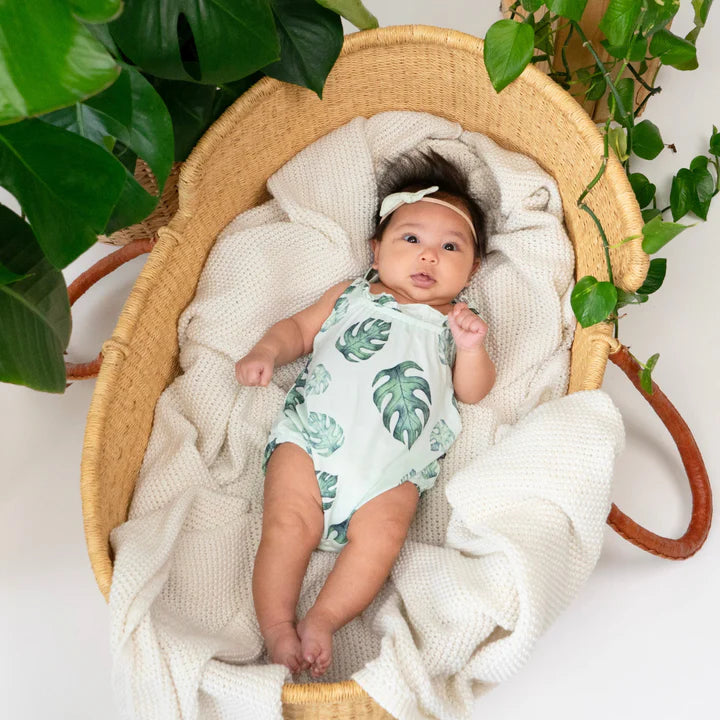 BELAN.J | SHOULDER TIE BUBBLE ONESIE | TROPICAL LEAVES