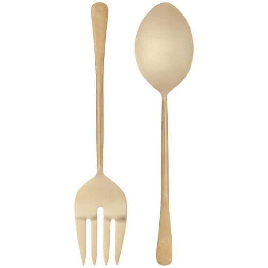 Gold Steel Salad Serving Set | Set of 2