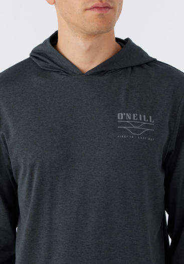 TRVLR UPF Hooded Snap Long Sleeve | heather black