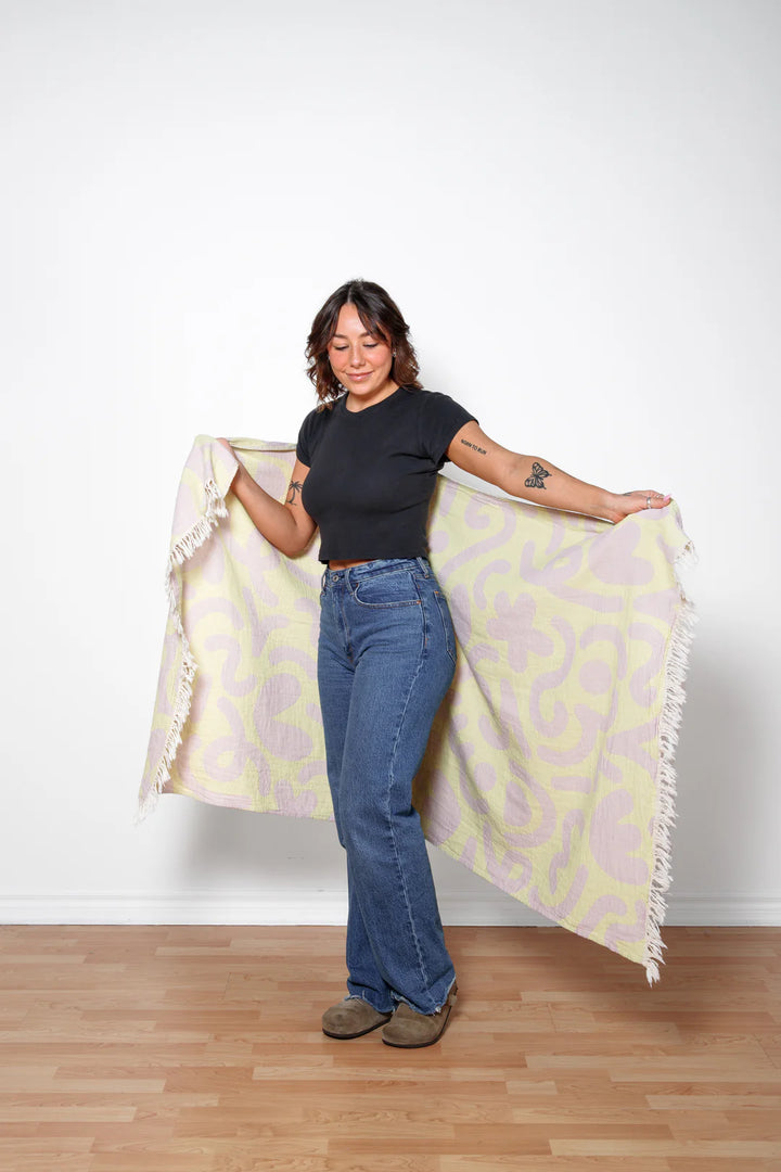 TOFINO TOWEL | THE DREW DOODLE TURKISH TOWEL | LIME
