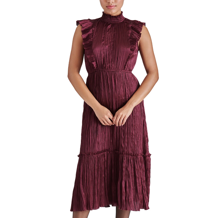 Steve Madden | Wednesday Burgundy Ruffe Dress | wine