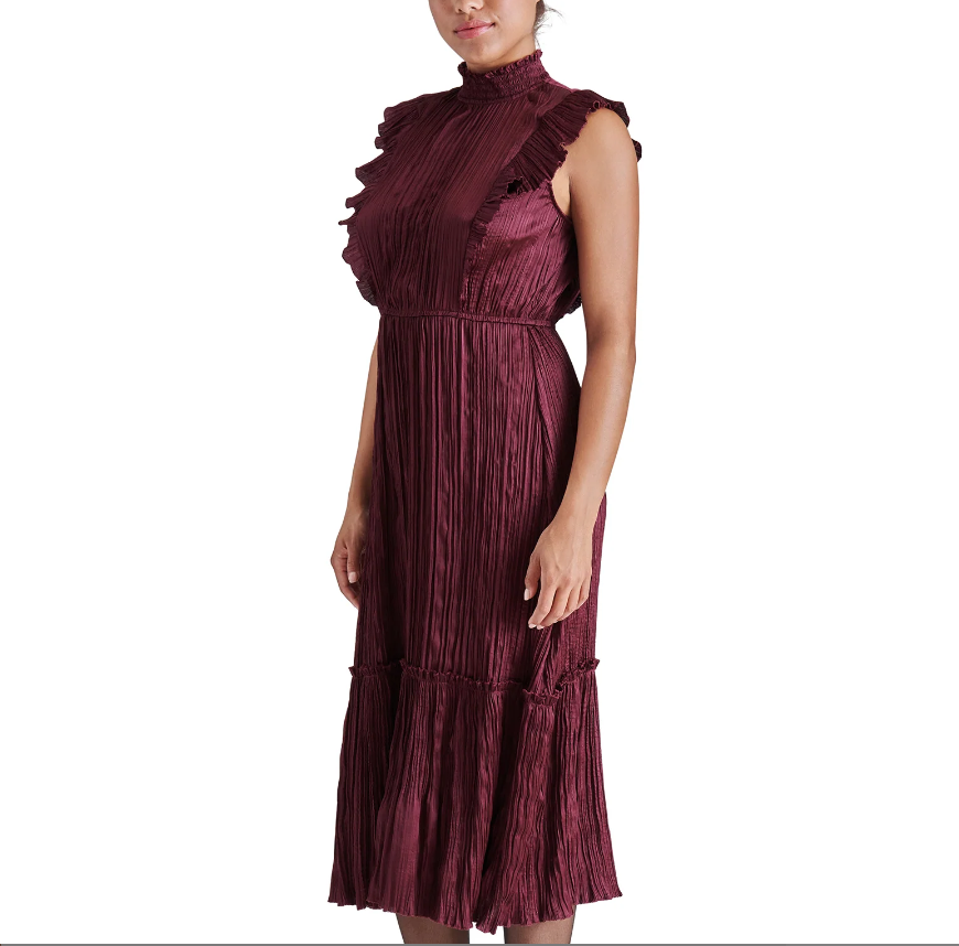 Steve Madden | Wednesday Burgundy Ruffe Dress | wine