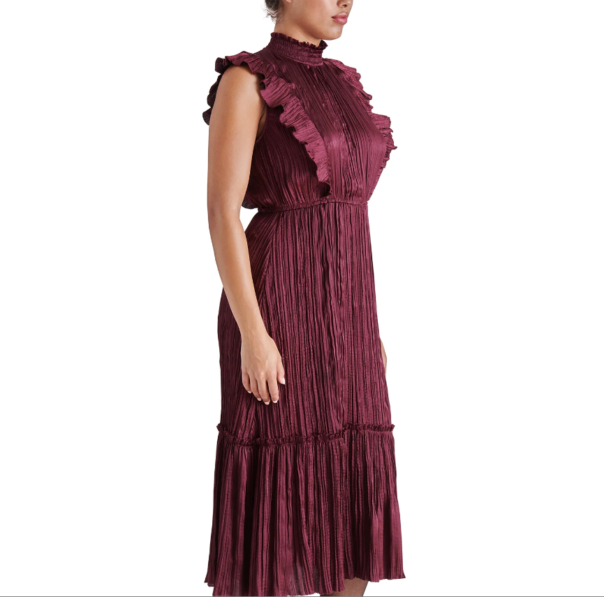 Steve Madden | Wednesday Burgundy Ruffe Dress | wine