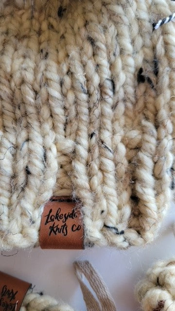 Knit Baby Hat & Bootie Gift Set | white speckled | handmade in Ontario Canada