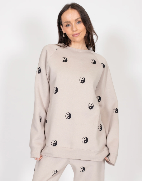 BRUNETTE THE LABEL |"ALL OVER YIN YANG" Not Your Boyfriend's Crew Neck | oyster