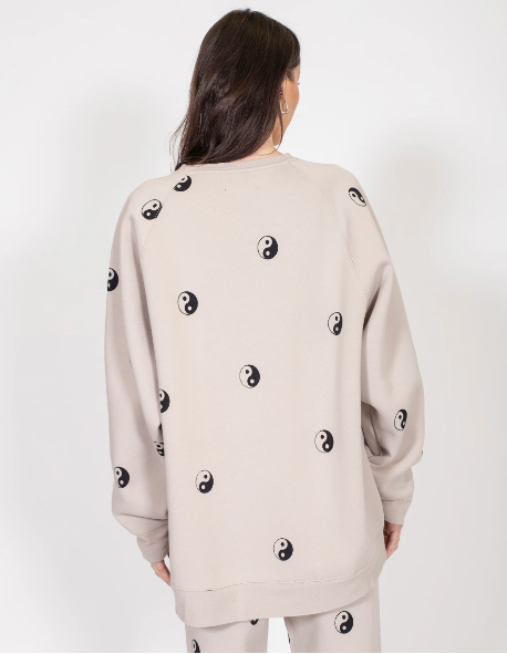BRUNETTE THE LABEL |"ALL OVER YIN YANG" Not Your Boyfriend's Crew Neck | oyster