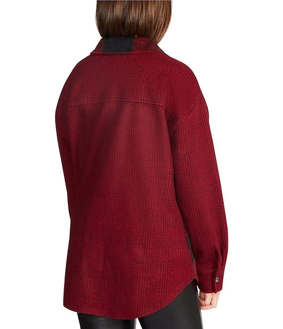 STEVE MADDEN | Sophia Blocked Shacket | Red