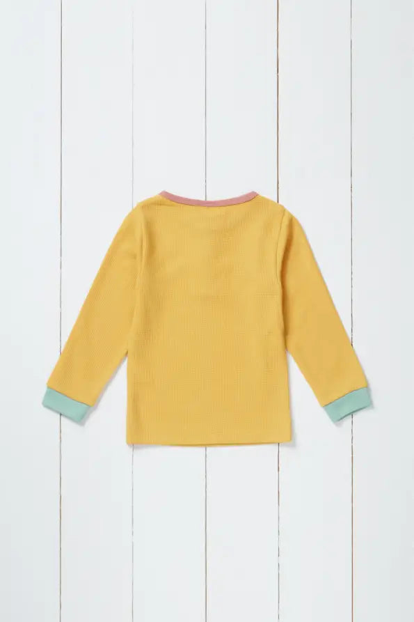 Ochre Recycled Long Sleeve Waffle Top