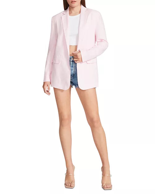 Steve Madden | Linen On The Edge Blazer | pink tulle