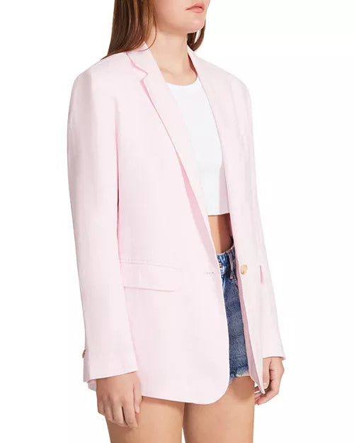 Steve Madden | Linen On The Edge Blazer | pink tulle