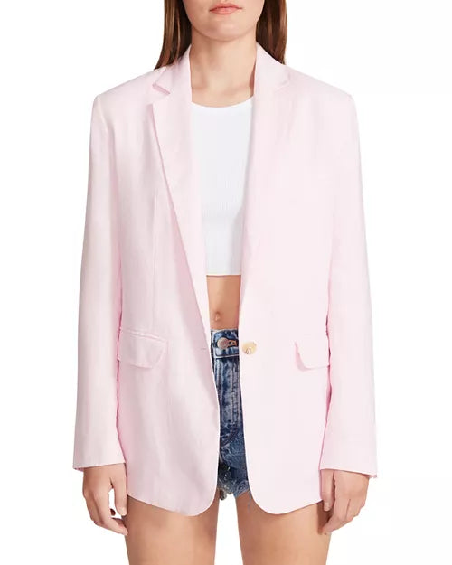 Steve Madden | Linen On The Edge Blazer | pink tulle