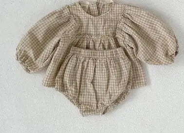 Baby Two Piece Gingham Shirt and Bloomer Set
