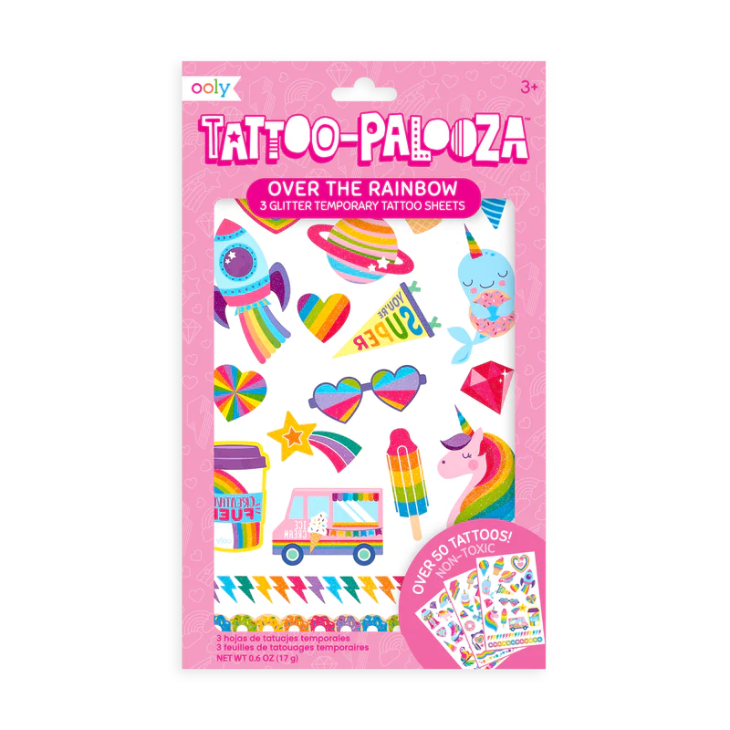 Non-Toxic Temporary Glitter Tattoos - Over The Rainbow