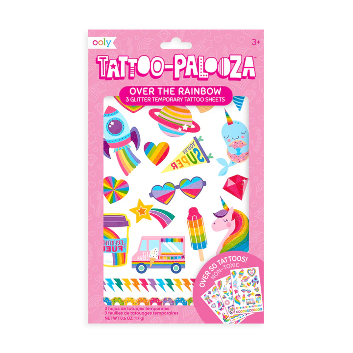 Non-Toxic Temporary Glitter Tattoos - Over The Rainbow