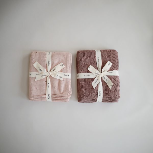 Knitted Textured Dots Baby Blanket | Blush