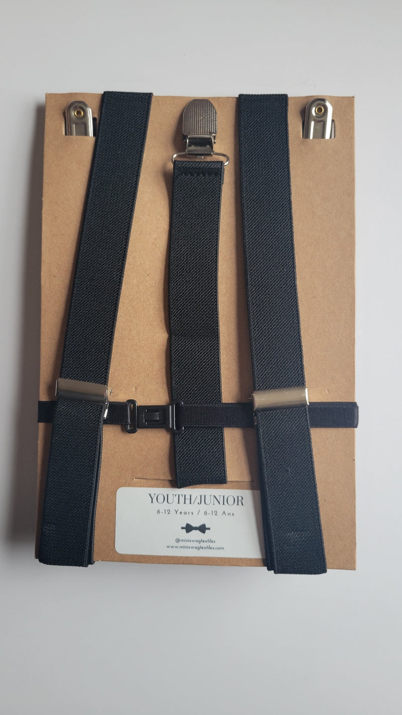Mini Swag Black Bow Tie & Suspenders | Youth 6-12
