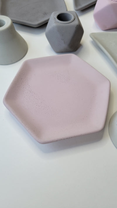Concrete Hexagon Trinket Dish - Pink
